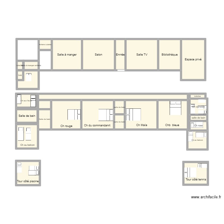 Perron V2. Plan de 30 pièces et 48 m2