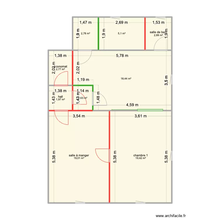 vionnaz appart palier mur construire vert et et à démolir rouge. Plan de vionnaz appart palier mur construire vert et et à démolir rouge. Plan de