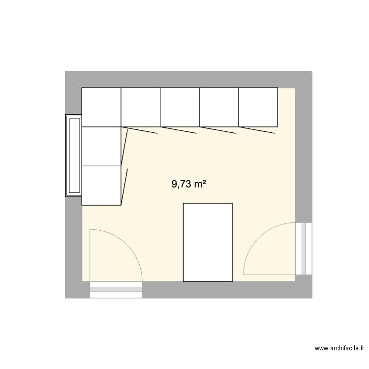 cuisine. Plan de 1 pièce et 10 m2