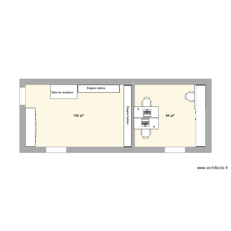 bureau VPA. Plan de 2 pièces et 22 m2