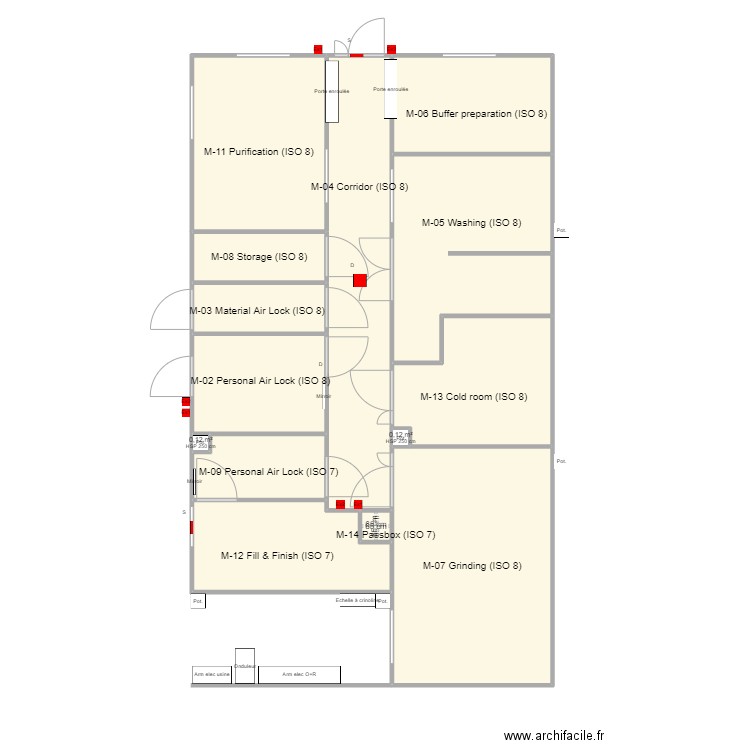 Drawing DP. Plan de 14 pièces et 100 m2