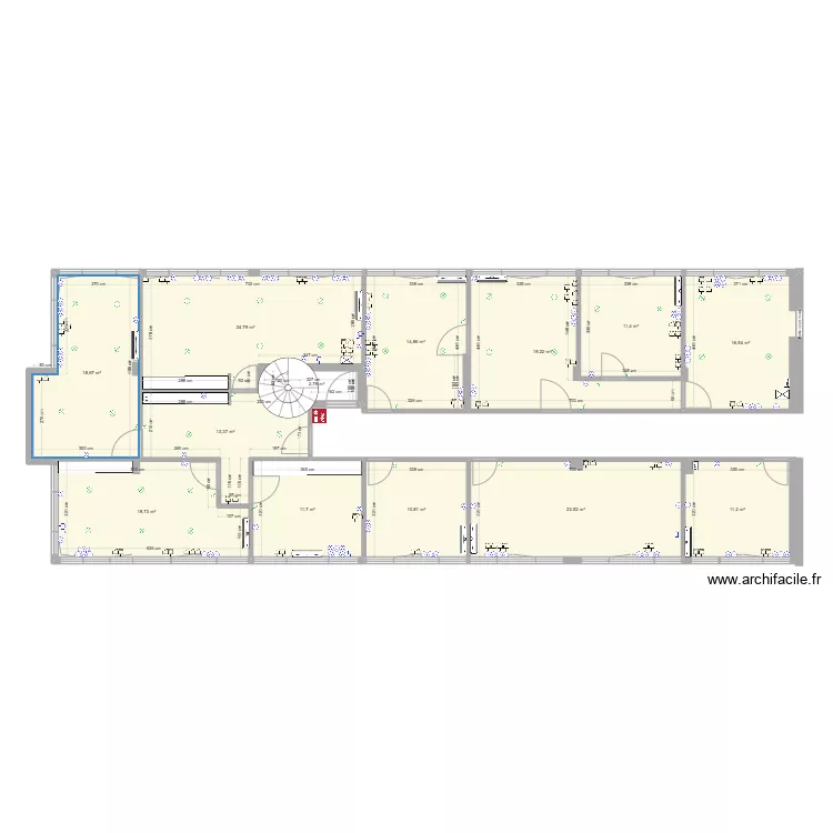 Carcopino 3000 version 2 avec prises et bureaux. Plan de 