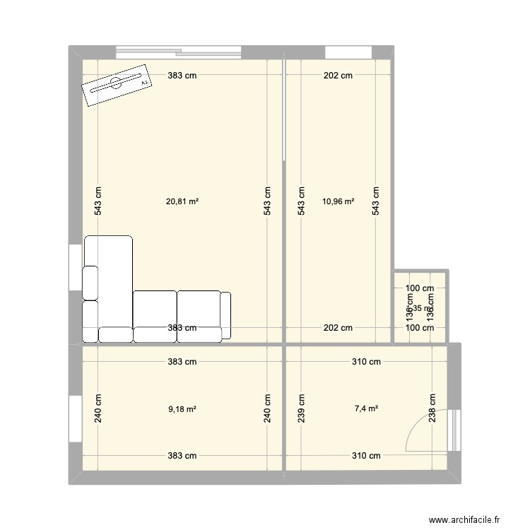 maison. Plan de 5 pièces et 50 m2