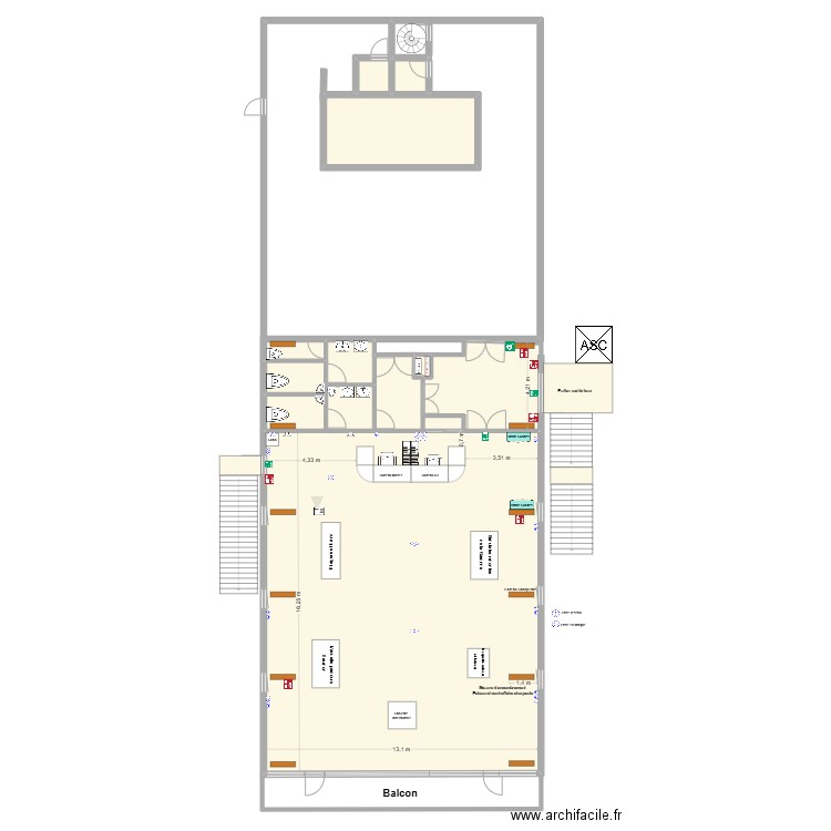 Musée 1. Plan de 9 pièces et 288 m2