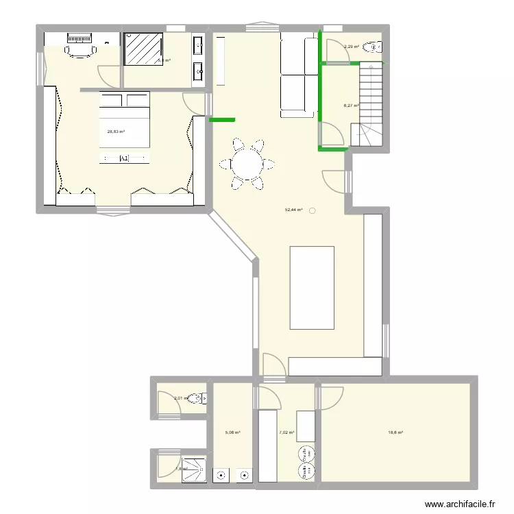 externsion 1. Plan de 10  et 130 m²