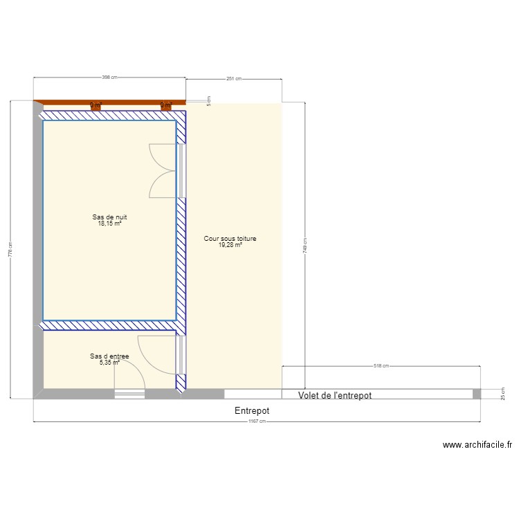 Thomas atelier. Plan de 5 pièces et 43 m2