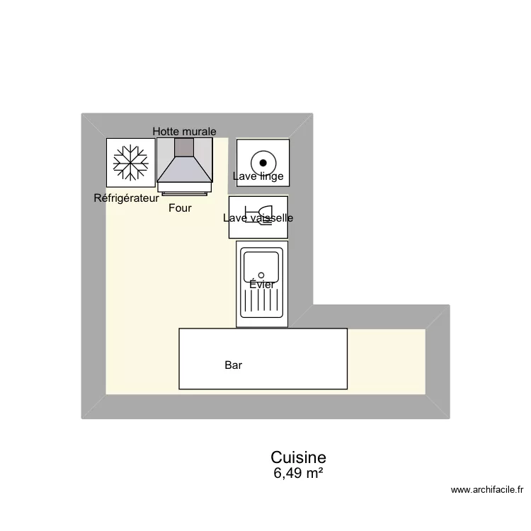 Cuisine. Plan de 1 et 6 m² Cuisine. Plan de 1 et 6 m²