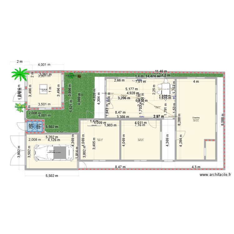 davie 3. Plan de 7 pièces et 126 m2
