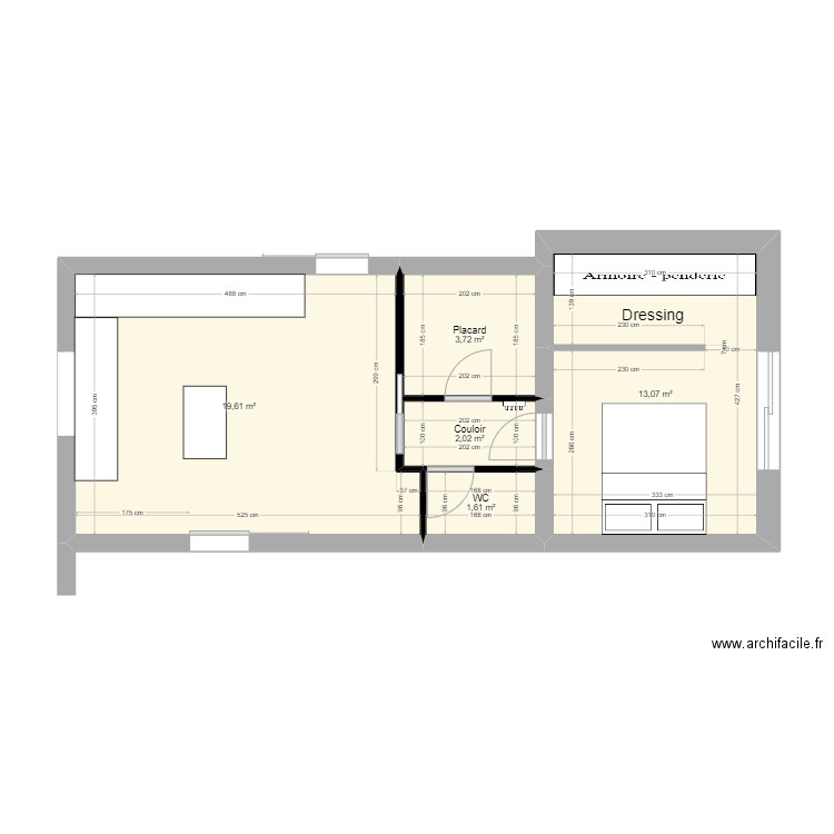 leroux cuisine. Plan de 5 pièces et 40 m2