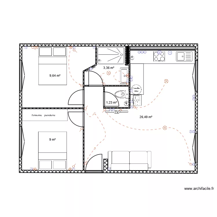 VIEUB BOUC BAS. Plan de 7  et 50 m²
