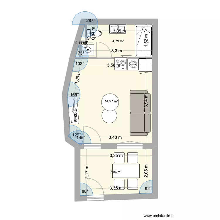 PERRIN 23 GRANET. Plan de 4 Pièces et 27 m² PERRIN 23 GRANET. Plan de 4 Pièces et 27 m²