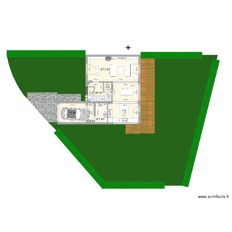 Chéreng - agrandissement garage + mur fermé salon. Plan de 9 pièces et 149 m2