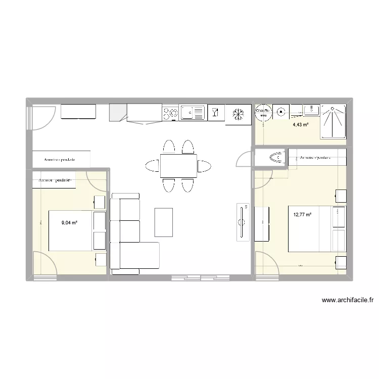Carlina version 1. Plan de 3  et 26 m²