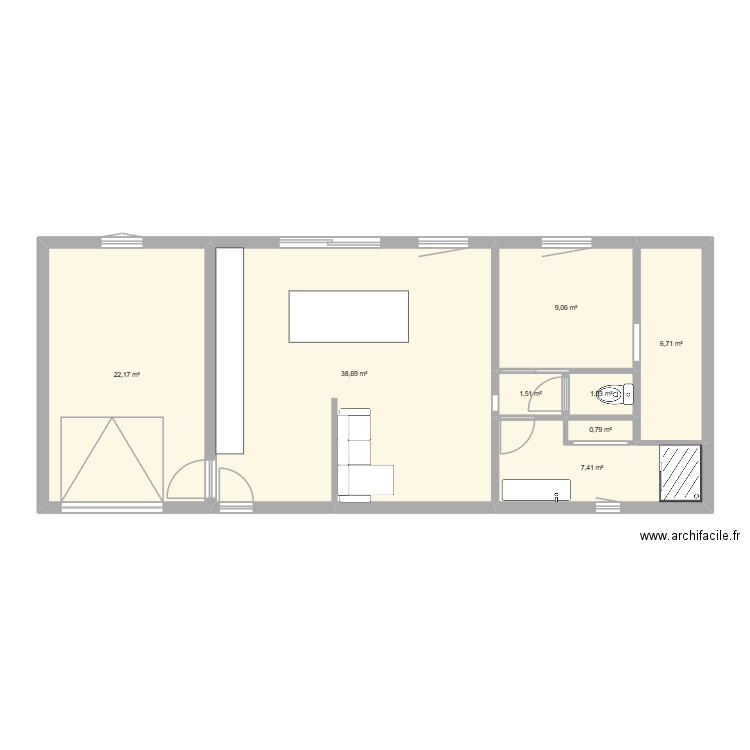 Idée 1. Plan de 8 pièces et 88 m2