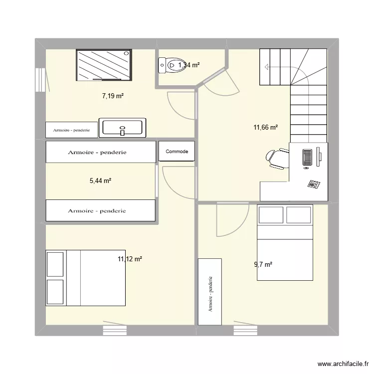 Id&eacute;e 1. Plan de 6  et 46 m²