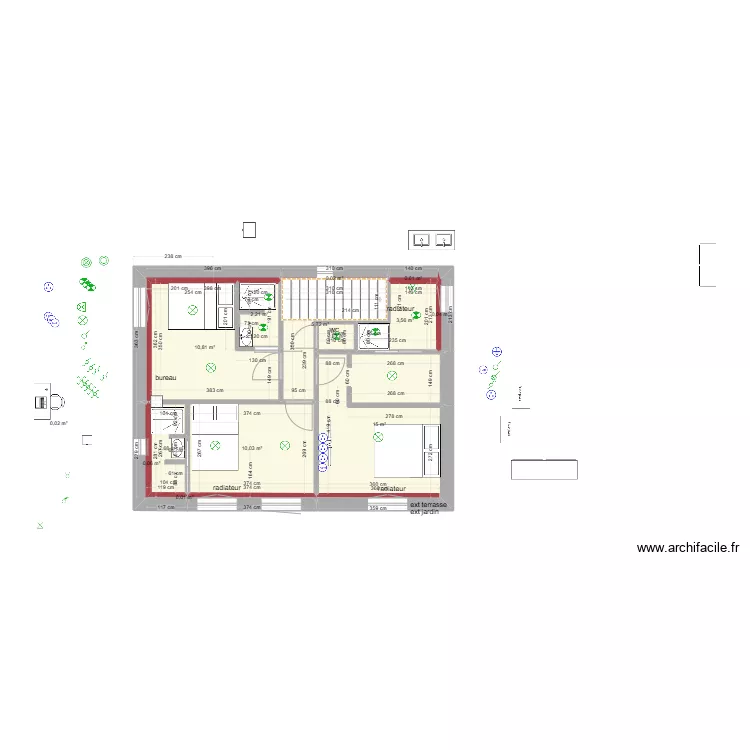 etage 3 douches. Plan de 