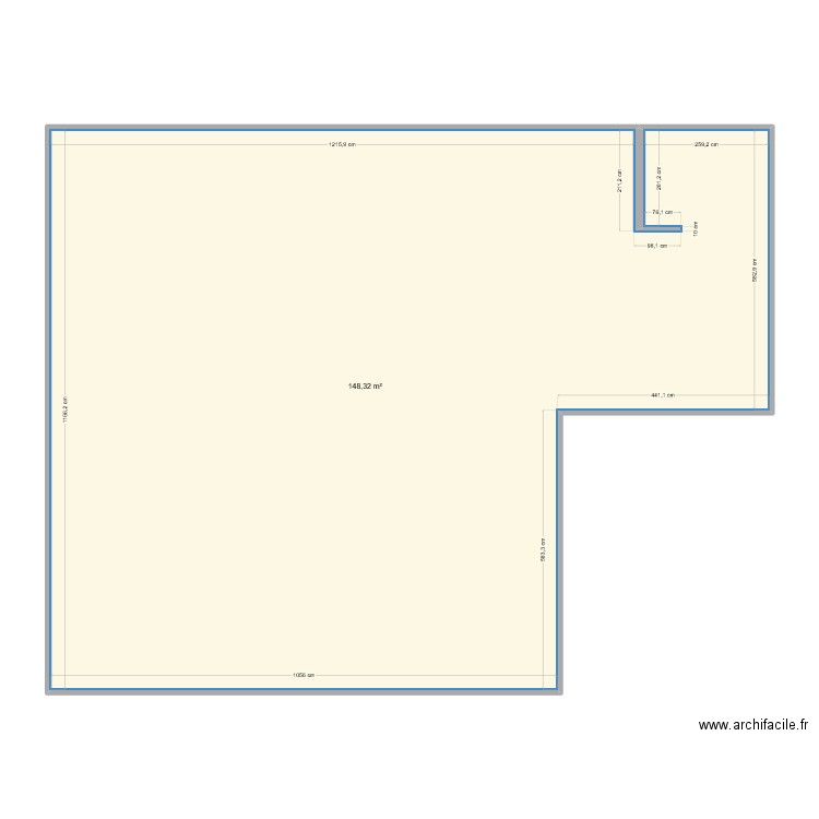 Frigo. Plan de 1 pièce et 148 m2