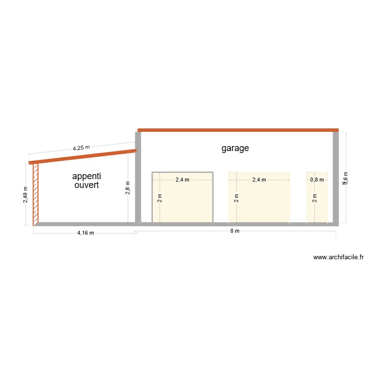 facade garage. Plan de 0 pièce et 0 m2
