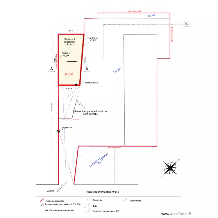 plan de masse grange. Plan de 