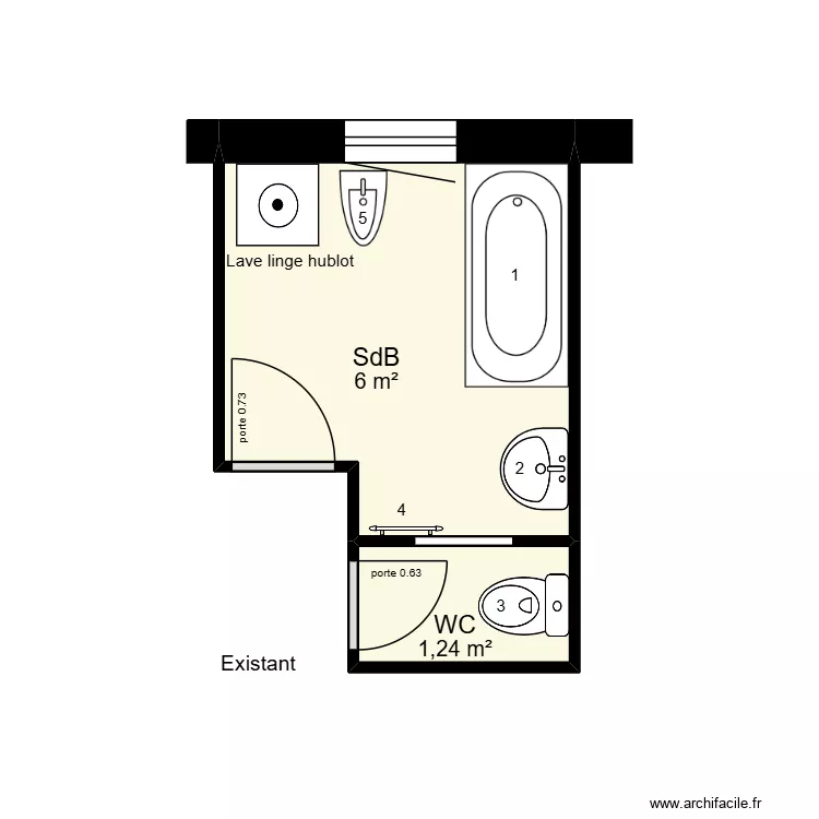 Existant Pollet à Bossay. Plan de 2 et 7 m² Existant Pollet à Bossay. Plan de 2 et 7 m²