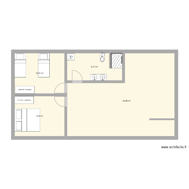 PLAN. Plan de 4 pièces et 78 m2