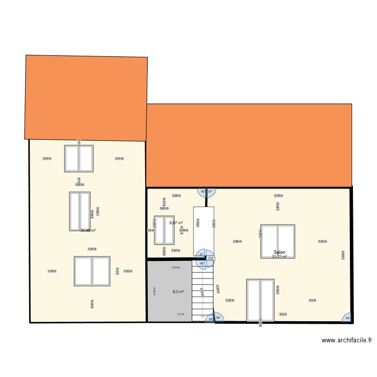 façade st. Plan de 4 pièces et 79 m2