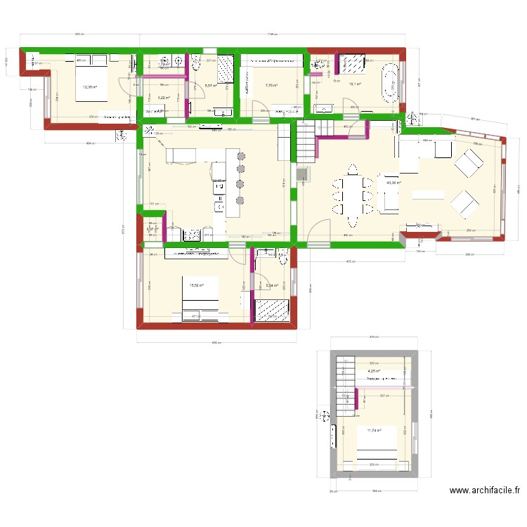 DEVOIS  1 PROJET 9 NOV. Plan de 13 pièces et 154 m2