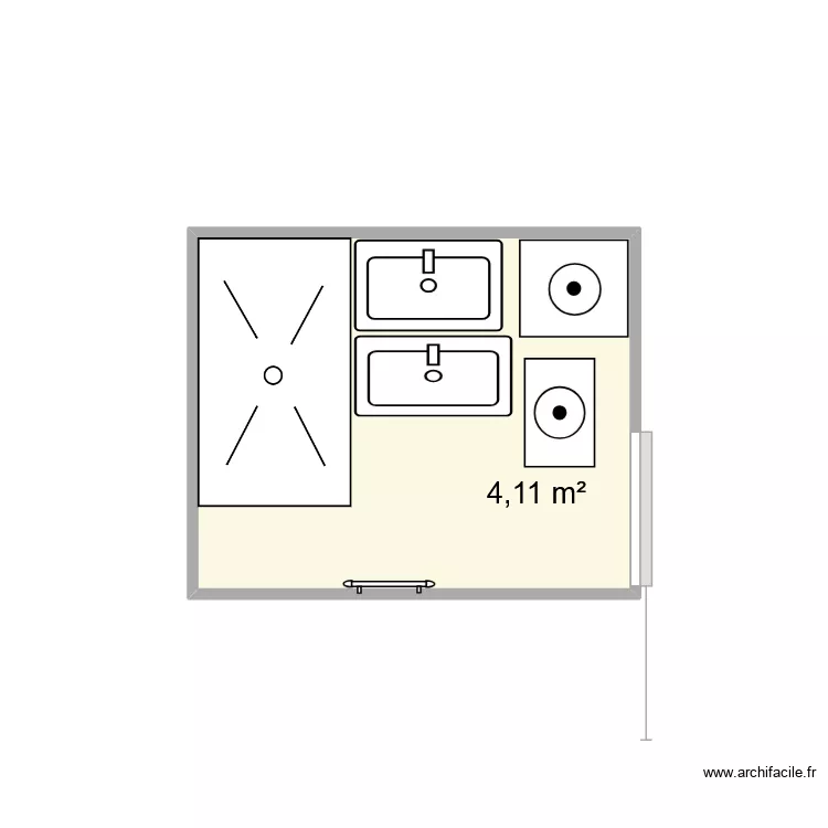 salle d'eau Lartet1. Plan de 1  et 4 m²