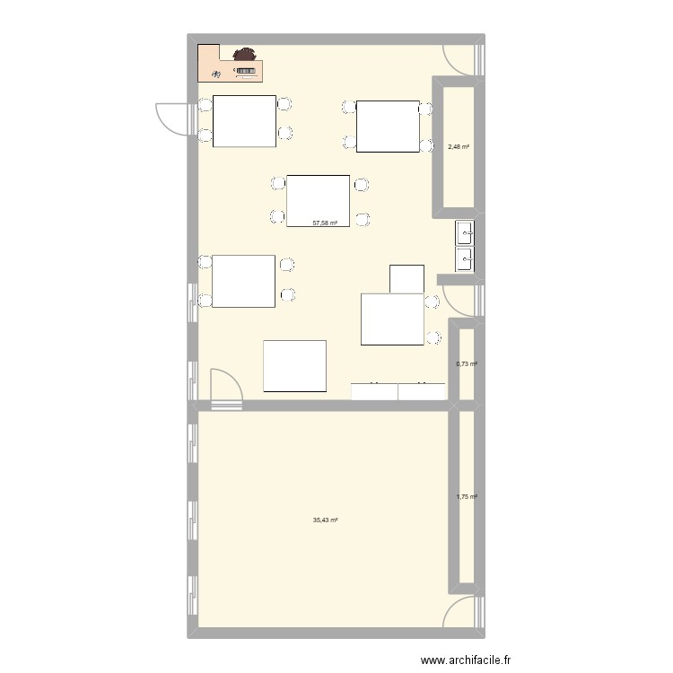 art appli. Plan de 5 pièces et 98 m2