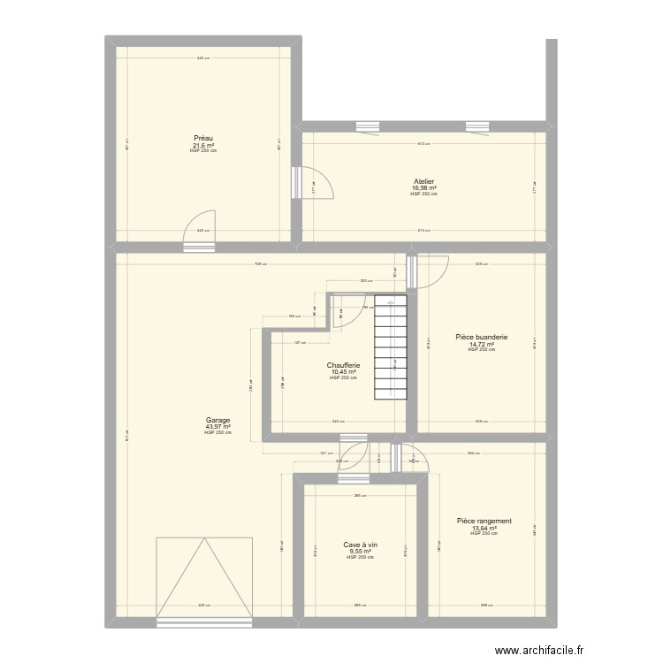 PLAN GOFFINET SOUS SOL. Plan de 7 pièces et 131 m2