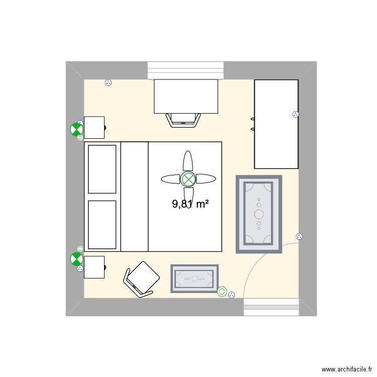 CHAMBRE. Plan de 1 pièce et 10 m2