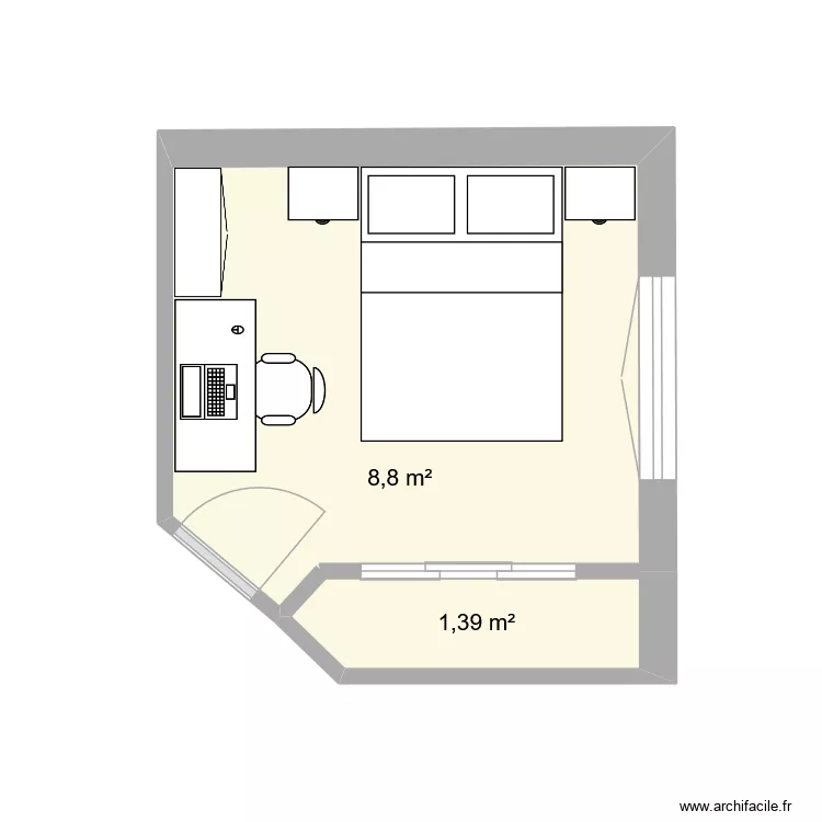 Chambre 3. Plan de 2  et 10 m²