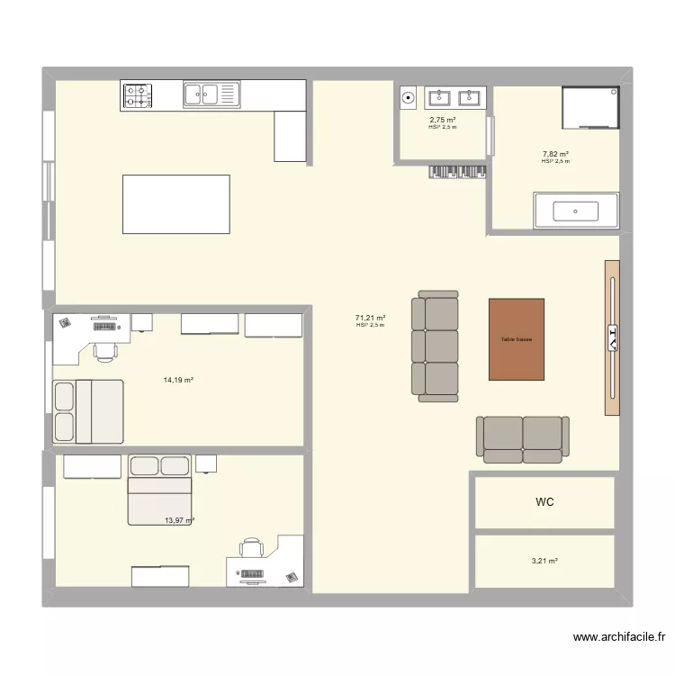 COLOC. Plan de 7  et 124 m²