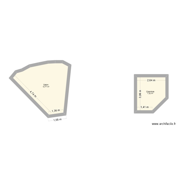 appart bxl 09 2025. Plan de 2 pièces et 23 m2