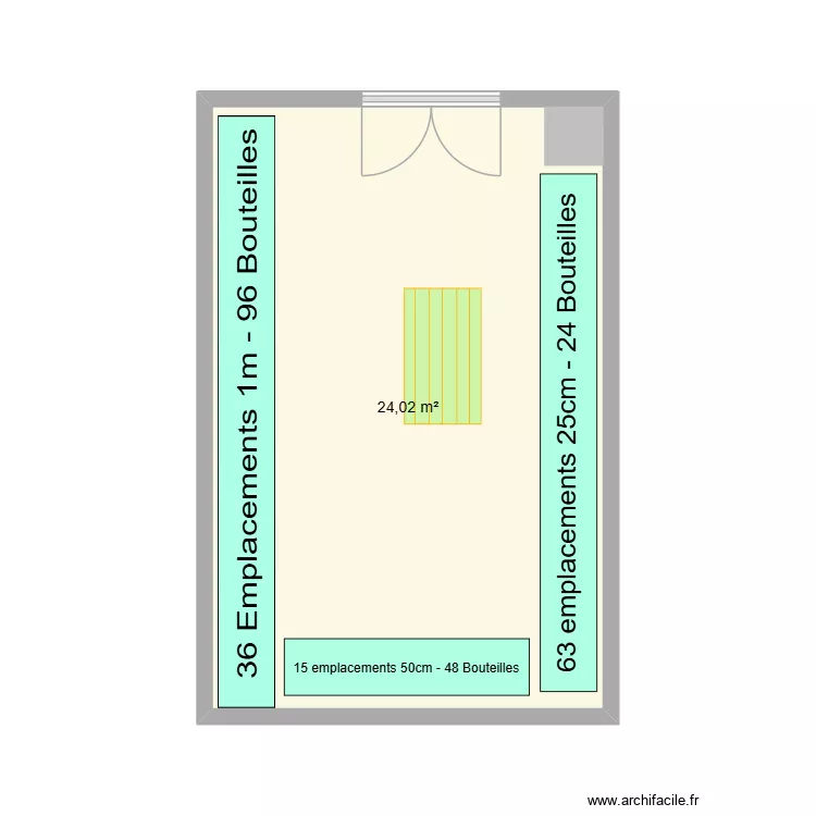 Amenagement Salle 18. Plan de 1  et 24 m²