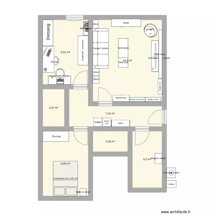 Beuvrages v02. Plan de 7 Pièces et 56 m²