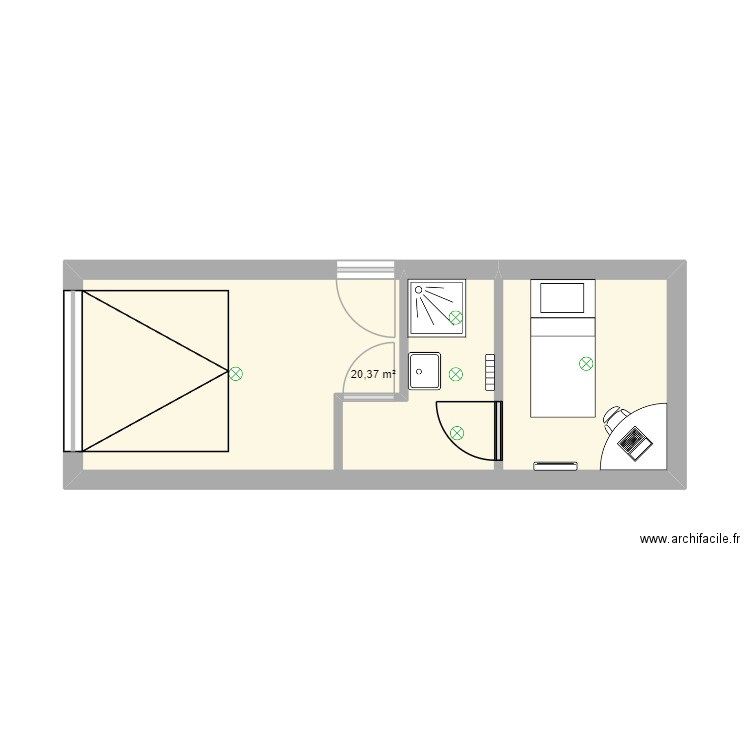 ArchiFacile PRO. Plan de 1 pièce et 20 m2