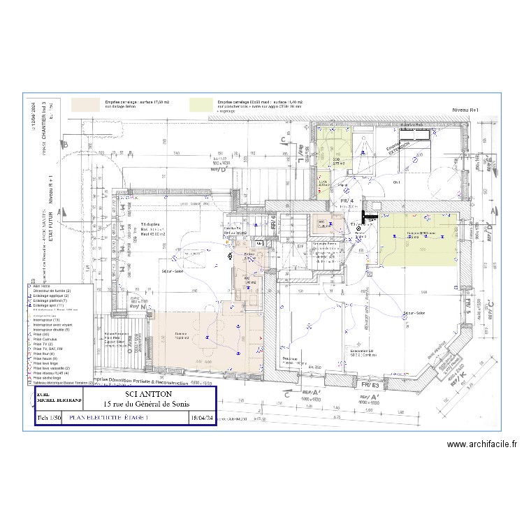 PLAN ELECTRICITE  ETAGE 1. Plan de 0 pièce et 0 m2