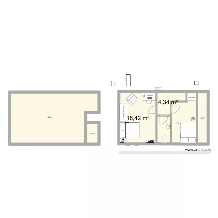 Maison 2. Plan de 14  et 259 m²