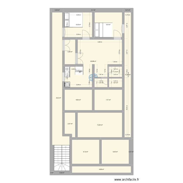 J P App F Floor. Plan de 22 pièces et 132 m2