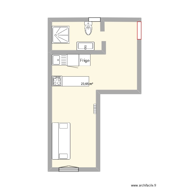 petit gite. Plan de 1 pièce et 24 m2