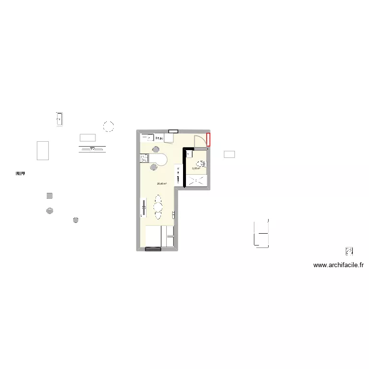 petit gite. Plan de 2  et 24 m²