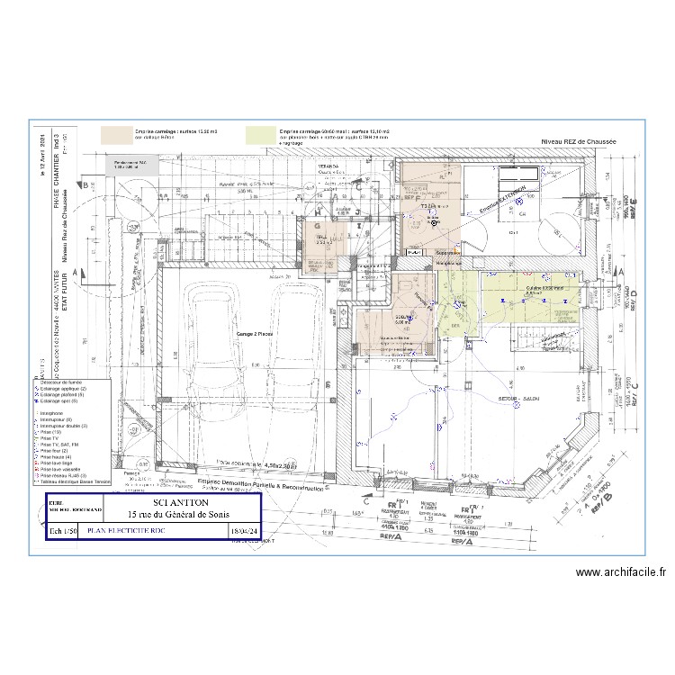 PLAN ELECTRICITE  RDC. Plan de 0 pièce et 0 m2