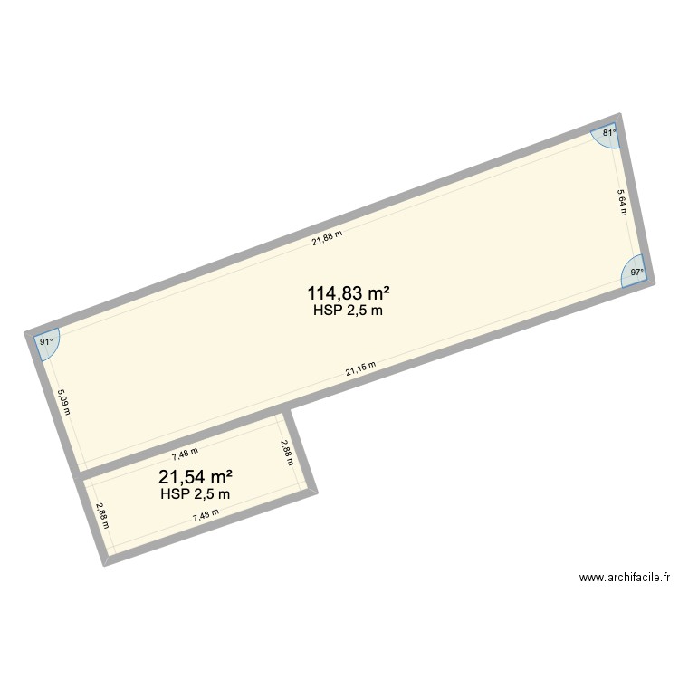 cordonnierOK. Plan de 2 pièces et 136 m2