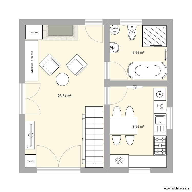 Saumont Dépendance2. Plan de 3 pièces et 40 m2
