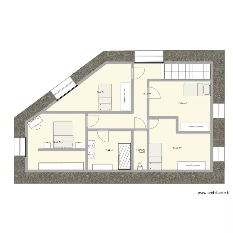 plan maison haut. Plan de 7 Pièces et 79 m²