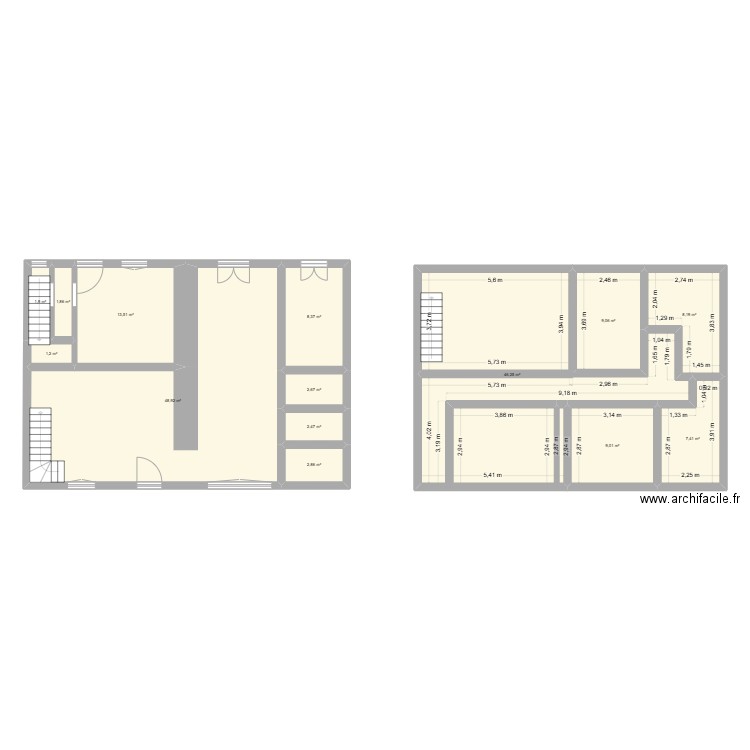 Maison Gieres RDC. Plan de 14 pièces et 164 m2