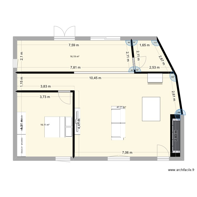 MAISON LESTELLE MODIFICATION. Plan de 3 pièces et 80 m2