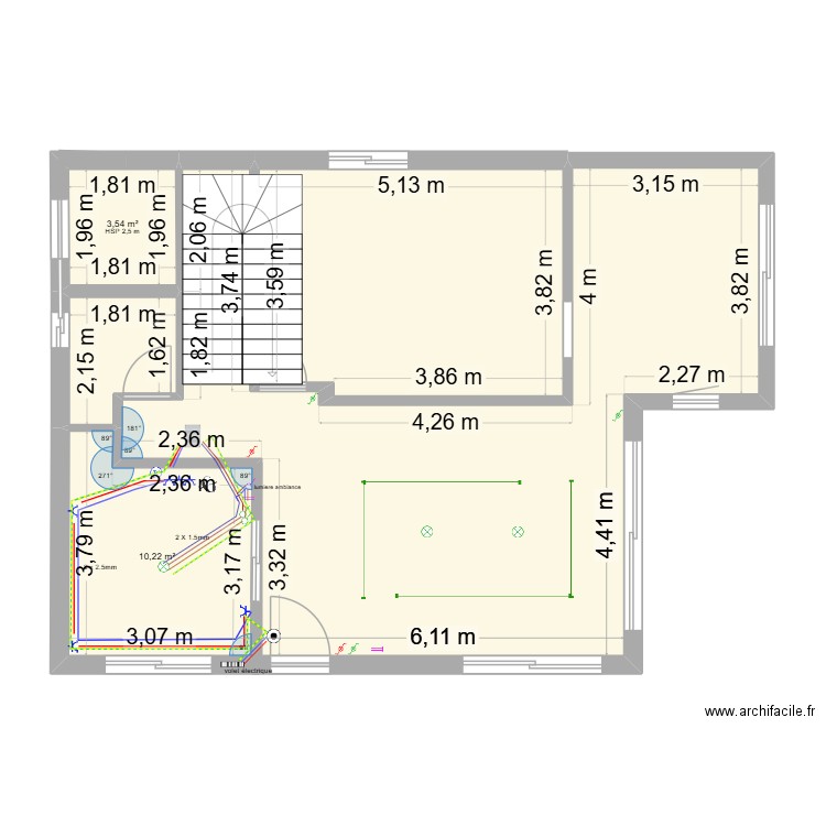 salon. Plan de 5 pièces et 81 m2