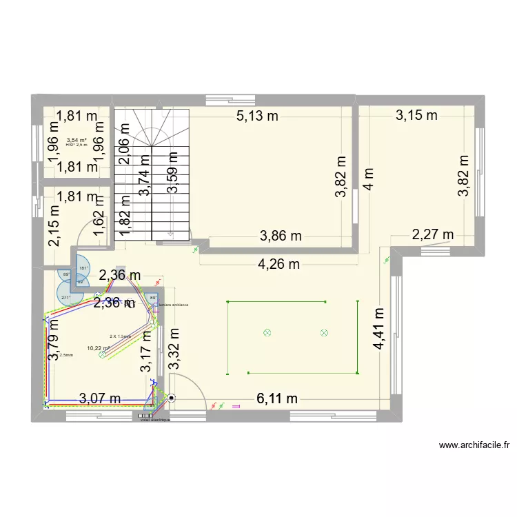 salon. Plan de 5 pièces et 81 m²